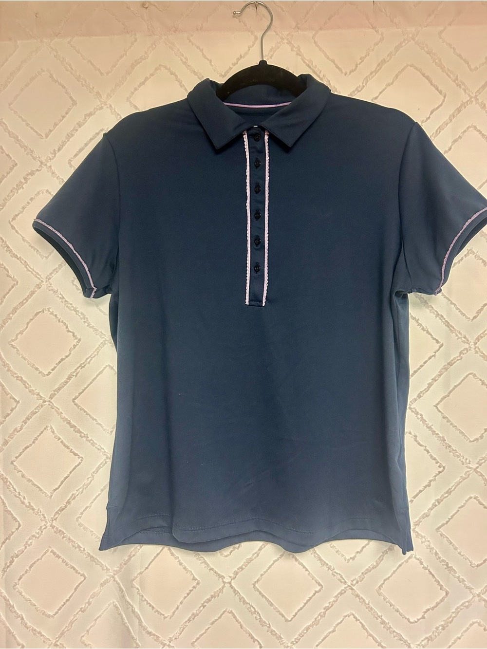 Lady Hagen Navy Polo with Pink Trim